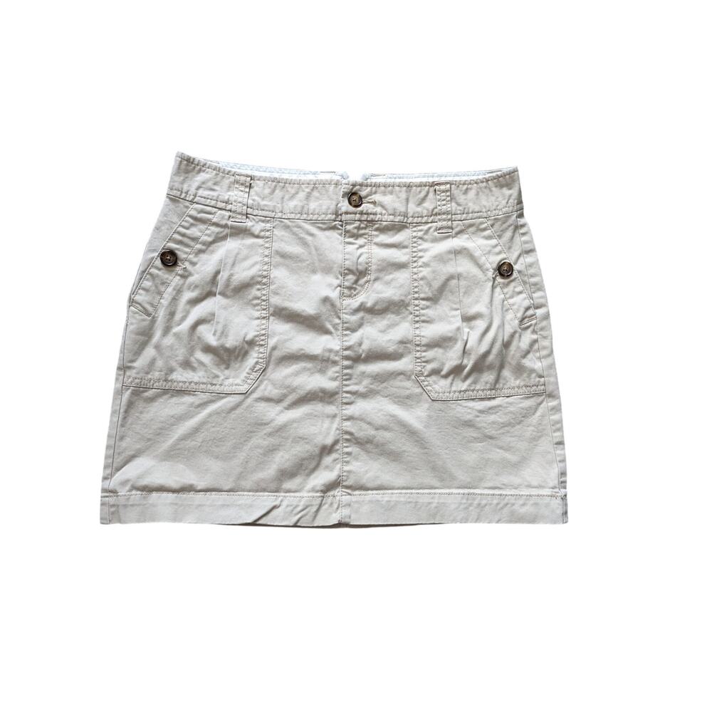 Y2K Old Navy Cargo Skirt Womens 6 Beige Cotton Beachy Surf Streetwear Skate